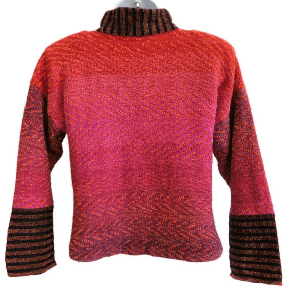 Patricia Palson Fitted Sweater Hand Woven Custom Toggles Pleated Waist Chenille - Picture 4 of 9